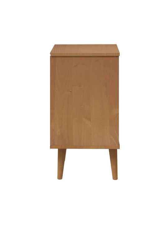 Bedside Table Molde Made of Solid Wood Beige 40x35x65cm