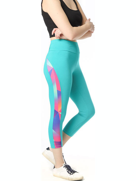 Women's Capri Leggings High Waist Turquoise