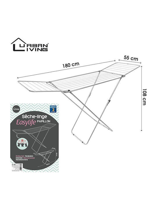 Urban Living Folding Floor Clothes Drying Rack for Balcony Stainless Steel with 18m Hanging Length
