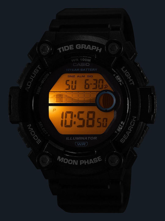 Casio Ceas Digital Pentru Bărbați 51mm Cu Baterie Și Curea Din Cauciuc Neagră