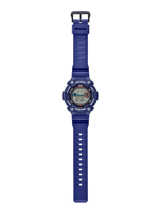 Casio Ceas Digital De Bărbați 51mm Cu Baterie și Curea Din Cauciuc Albastră