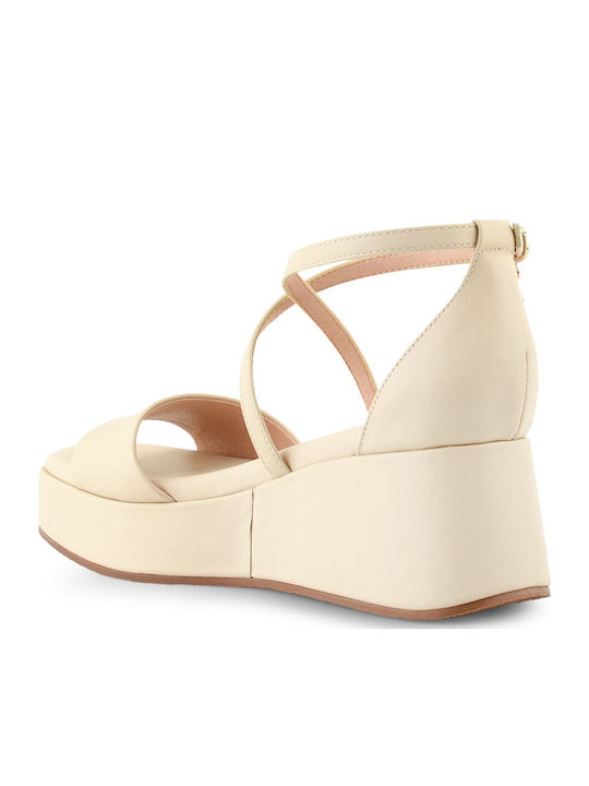 Women's Leather Platform Shoes Beige Q47009683 581