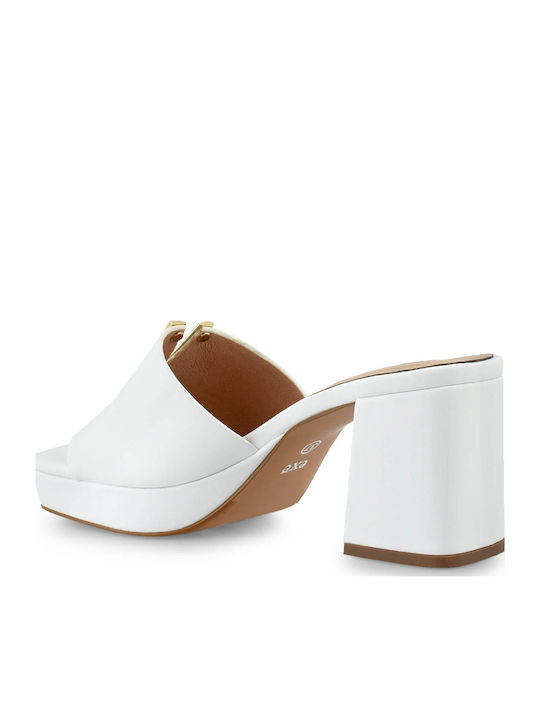 Mules mit Chunky Hoch Absatz in Weiß Farbe