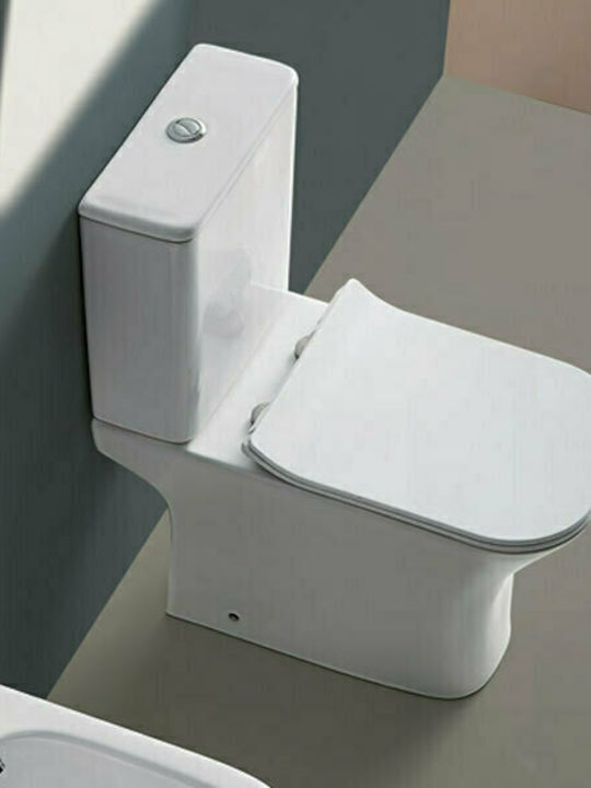 Ceramita Storm Stehende Toilette Unterer Siphon Randlos mit Spülung mit Schlank Deckel Sanftes Schließen Weiße