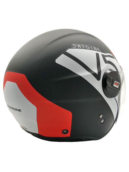 Origine Alpha Jet Helmet with Sun Visor ECE 22.05 1200gr Black Matte / Neon / Red 25945