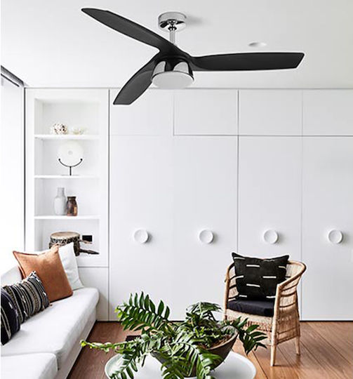 Lucci Air Bronx Chrome Ανεμιστήρας Οροφής 132cm με Φως Μαύρος / Ασημί