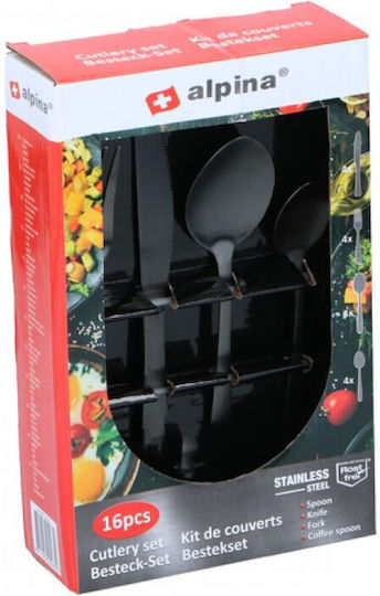 Alpina Appliances Set de Tacâmuri Inoxidabil Negre 16buc