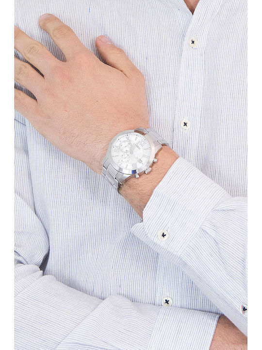 Guess Men's Watch 42mm Chronograph Battery with Silver Metal Bracelet