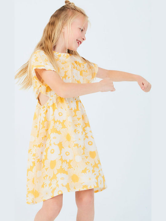 Rochie pentru Copii Mâneca scurta Floral Galben