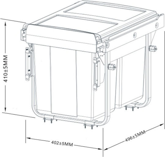 Vecchia Romagna Recycling Waste Bin for Cabinet Made of Inox Steel Grey 40lt