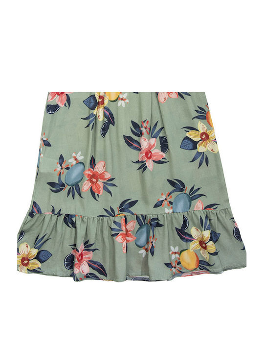 Children's Dress Sleeveless Floral Khaki