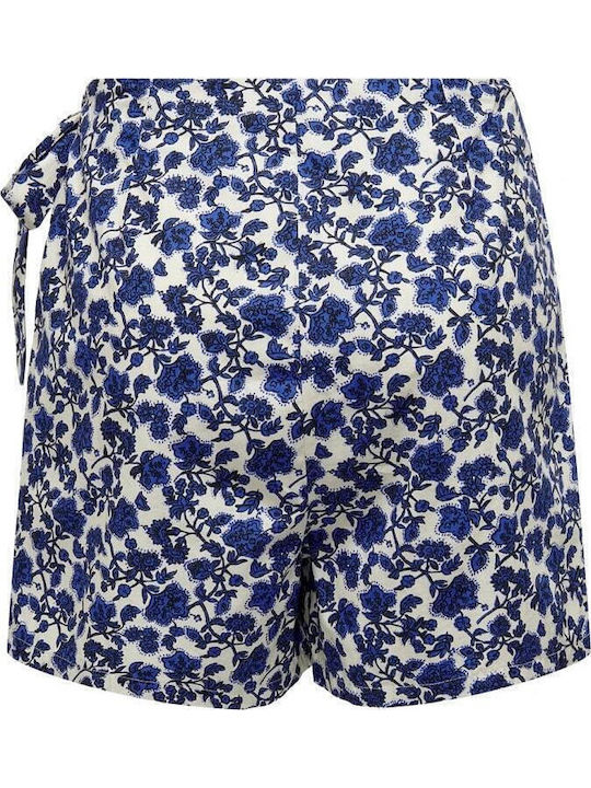 Women's Skirt-Shorts High-waisted Floral Blue