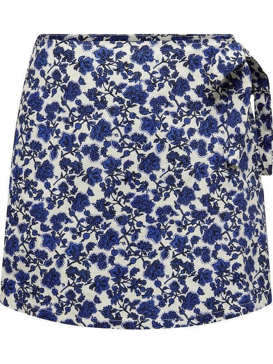 Women's Skirt-Shorts High-waisted Floral Blue