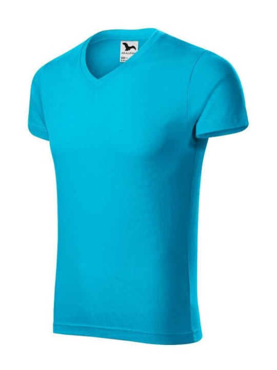Malfini Ανδρικό Διαφημιστικό T-shirt Κοντομάνικο σε Μπλε Χρώμα