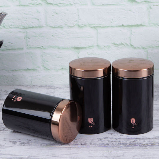 Berlinger Haus Black Rose Collection Set 3buc Borcane pentru Zahăr / Maro / Ceai cu capac Metalic Negru Berlinger Haus Black Rose Collection Set 3buc Borcane pentru Zahăr / Maro / Ceai cu capac Metalic Negru