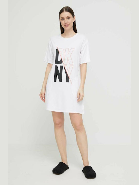 DKNY Καλοκαιρινό Mini T-shirt Φόρεμα Λευκό