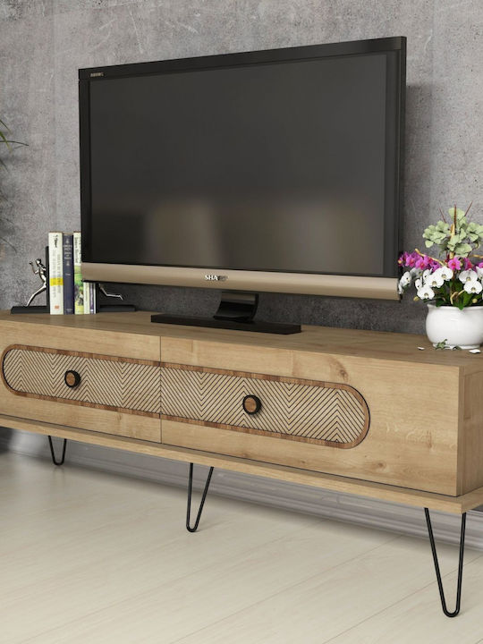 TV Stand Wooden Natural Oak L145xW40xH45cm