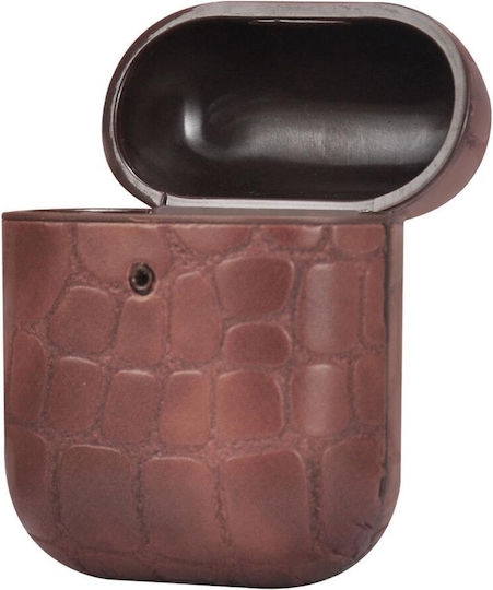 TerraTec AirBox Stone Pattern Case Plastic with Hook Dark Brown for Apple AirPods 1 / AirPods 2
