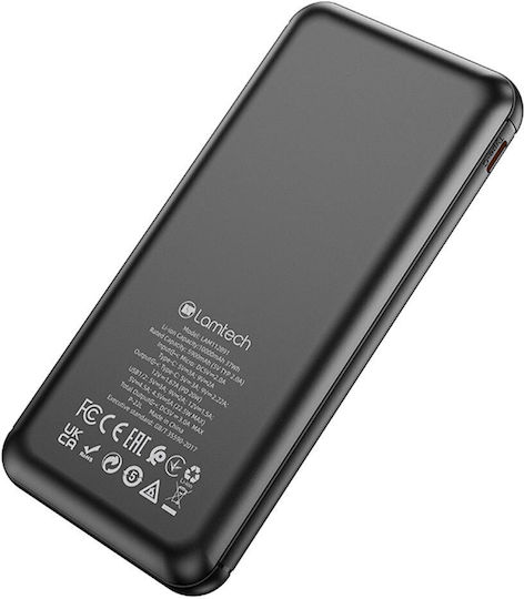 Lamtech Power Bank 10000mAh 22.5W με 2 Θύρες USB-A και Θύρα USB-C Power Delivery / Quick Charge 3.0 Μαύρο