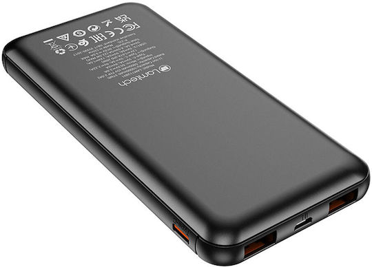 Lamtech Power Bank 10000mAh 22.5W με 2 Θύρες USB-A και Θύρα USB-C Power Delivery / Quick Charge 3.0 Μαύρο