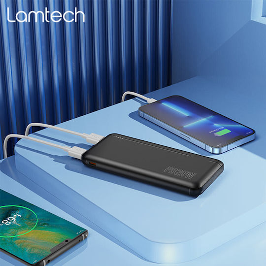 Lamtech Power Bank 10000mAh 22.5W με 2 Θύρες USB-A και Θύρα USB-C Power Delivery / Quick Charge 3.0 Μαύρο