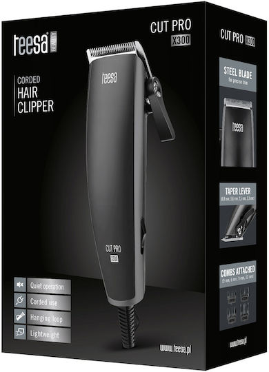 Teesa Cut Pro X300 Κουρευτική Μηχανή Ρεύματος Μαύρη TSA0528