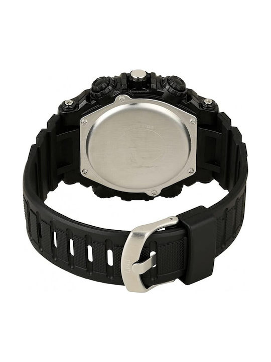 Q&Q Men's Watch 52mm Battery with Black Rubber Strap