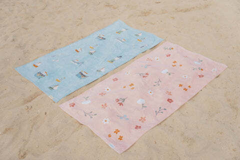 Little Dutch Flowers & Butterflies Kids Beach Towel Pink 120x60cm