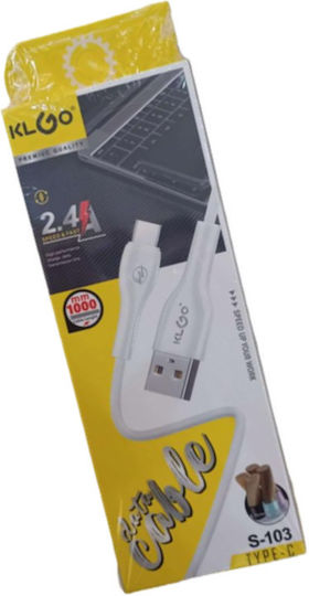 KLGO S-103 USB 2.0 Cable USB Type-C Male - USB-A White 1m