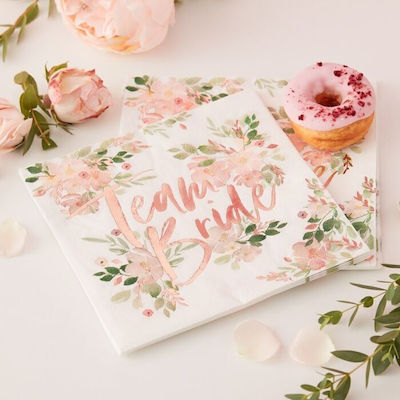 Team Bride Floral napkins, 16 pcs.