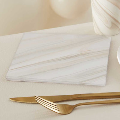 Set of 16 party napkins Natural Marble - Gingerray 16.5x16.5cm