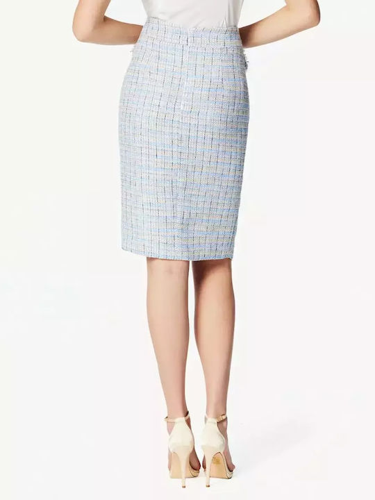 Forel Pencil Midi Skirt Checked in Blue color