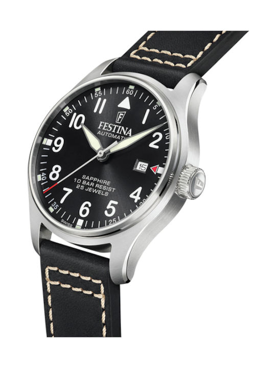 Festina Men's Watch 40mm Battery with Black Leather Strap