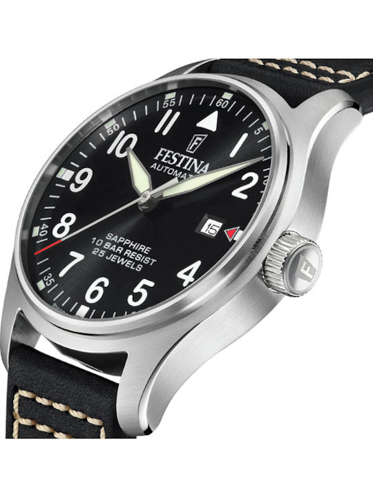 Festina Men's Watch 40mm Battery with Black Leather Strap