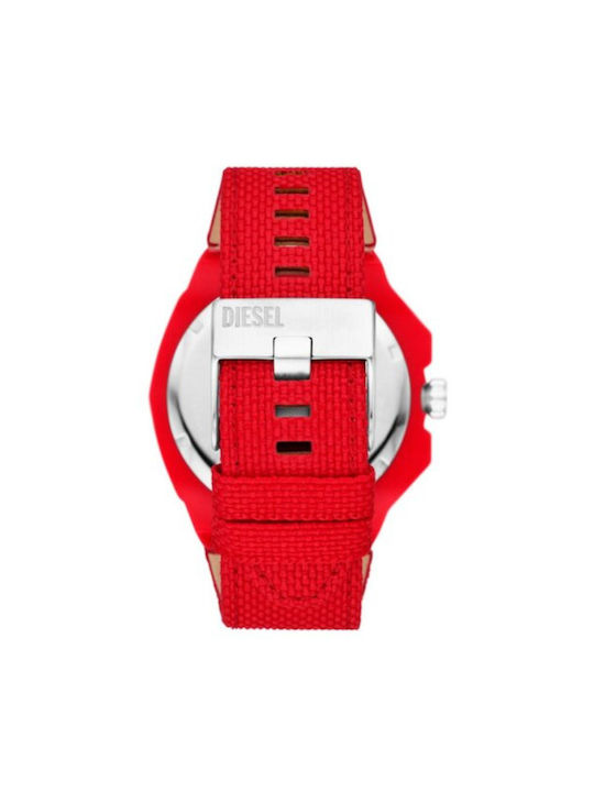 Diesel Griffed Watch Solar with Red Fabric Strap