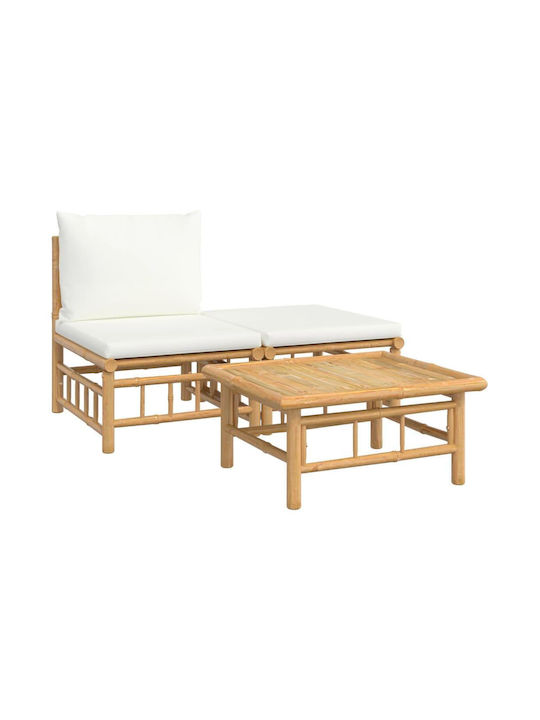 Garten- und Outdoor-Möbelsets 3 Stück Weiß mit Kissen