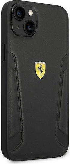 Ferrari Leather Stamp Sides Back Cover Δερμάτινο / Πλαστικό Μαύρο (iPhone 14 Plus)