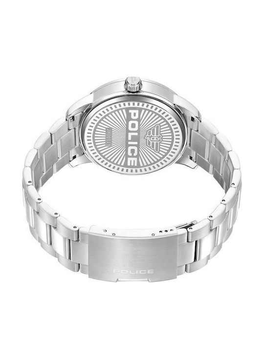 Police Ανδρικό Ρολόι 44mm Μπαταρίας με Ασημί Μεταλλικό Μπρασελέ
