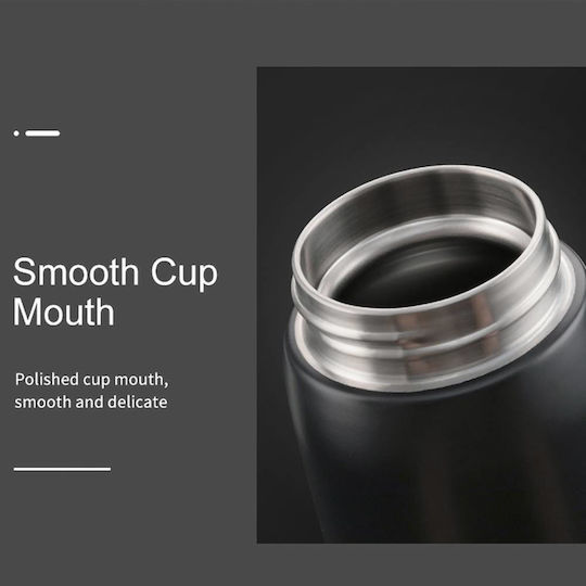 Uzspace Bottle Thermos Stainless Steel 500ml Black with Mouthpiece