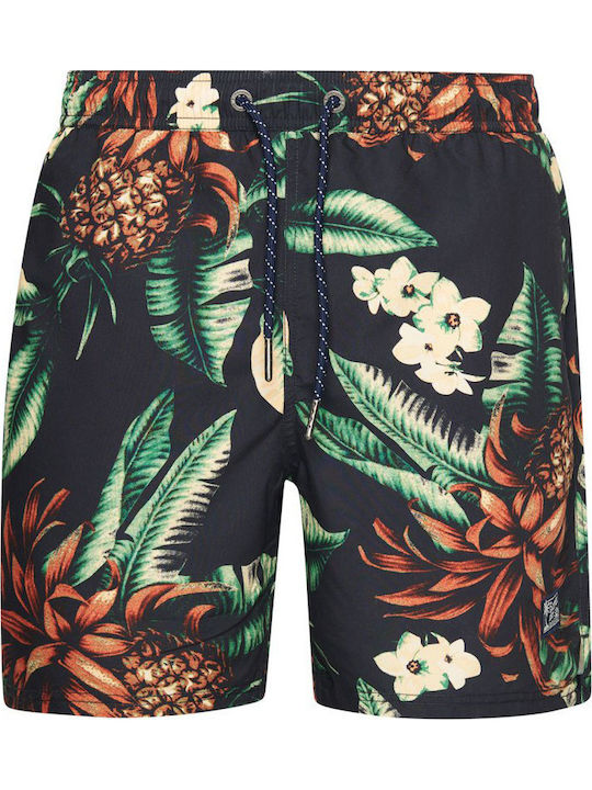 Black Pineapples Men's Swimwear Shorts Multicolour Floral