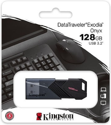 Kingston DataTraveler Exodia Onyx 128GB USB 3.2 Stick Γκρι