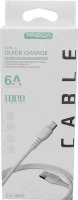 Treqa USB 2.0 Cable USB-C male - USB-A male White 1m (CA-8643)