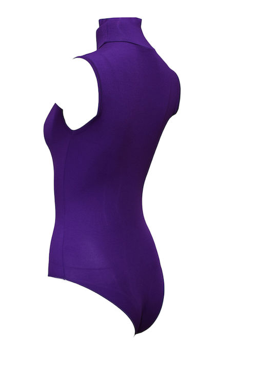 Sleeveless Turtleneck Bodysuit Purple