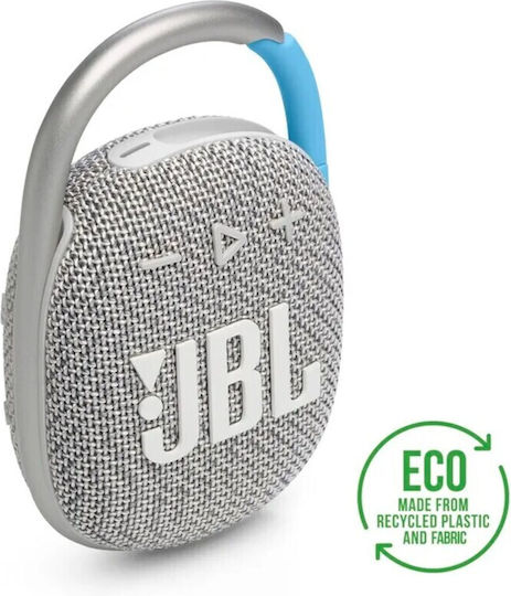 JBL Clip 4 Eco Αδιάβροχο Ηχείο Bluetooth 5W με Διάρκεια Μπαταρίας έως 10 ώρες Λευκό