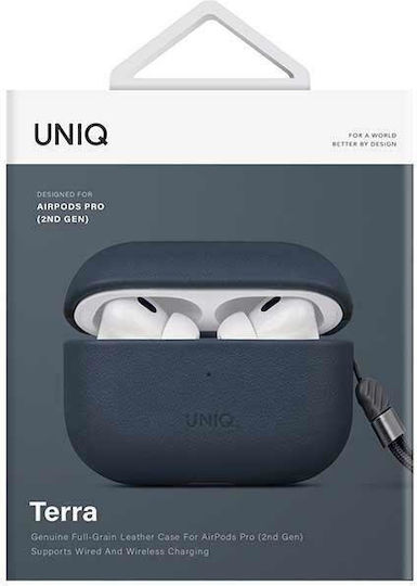 Uniq Terra Hülle Leder Space Blue für Apple AirPods Pro 2