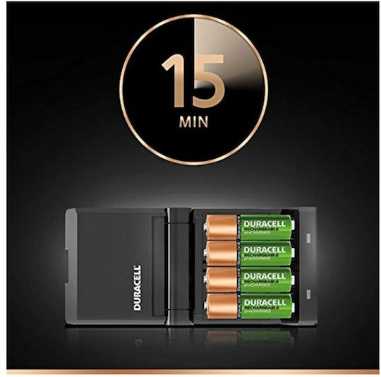 Duracell CEF27 Charger 4 Batteries Ni-MH Size AA/AAA Set with 2x AA 1300mAh and 2x AAA 750mAh