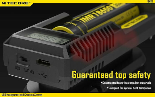 NiteCore UM10 USB Φορτιστής Μπαταριών Li-ion Μεγέθους 18650
