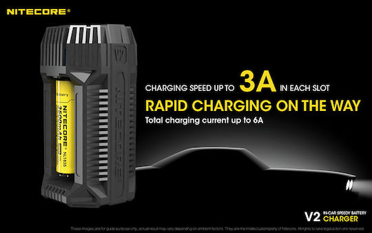 NiteCore V2 Φορτιστής 2 Μπαταριών Li-ion/Ni-MH Μεγέθους AA/18650