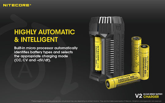 NiteCore V2 Φορτιστής 2 Μπαταριών Li-ion/Ni-MH Μεγέθους AA/18650