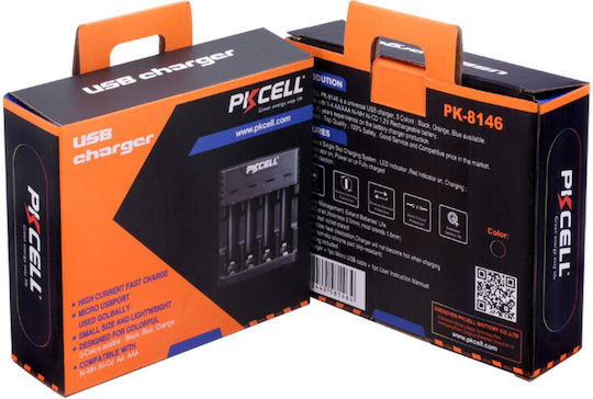 Pkcell PK-8146 USB Ladegerät 4 Batterien Li-Ion/Ni-MH Größe AA/AAA
